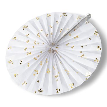 Rosace en papier avec motifs triangles - Blanche et or