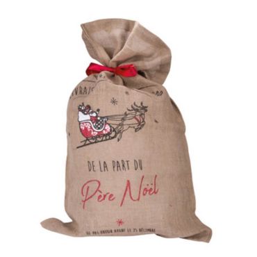 Hotte à cadeaux du Père Noël en jute - Collection "Chez Capucine" - Traîneau