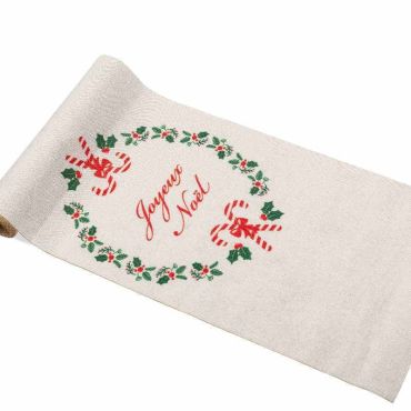 Chemin de Table "Joyeux Noël" - Couronne de Houx