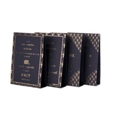 Sachet de 4 Citations de Table - Collection Paon - Noir Floqué Or Sachet de 4 Citations de Table - Collection Paon - Noir Floqué Or