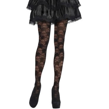 Collants Noirs Tête de Mort - Taille Unique Collants Noirs Tête de Mort - Taille Unique