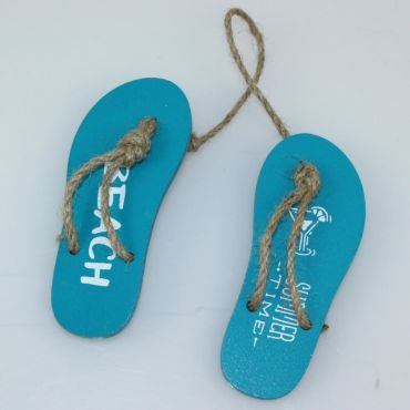 Paire de Tongs à suspendre en bois - Bleu Turquoise