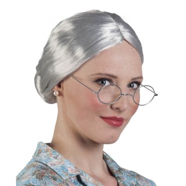 Perruque Femme Grand-Mère Chignon - Grise
