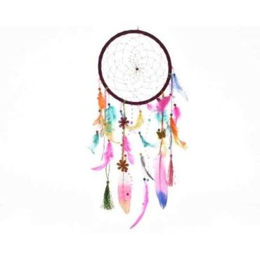 Attrape Rêve Plumes Multicolores - Moyen Modèle Attrape Rêve Plumes Multicolores - Moyen Modèle