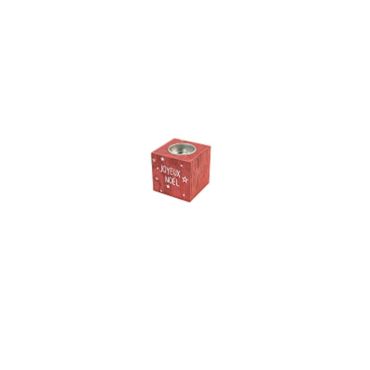 Bougeoir rouge en bois Merry Christmas - Etoiles