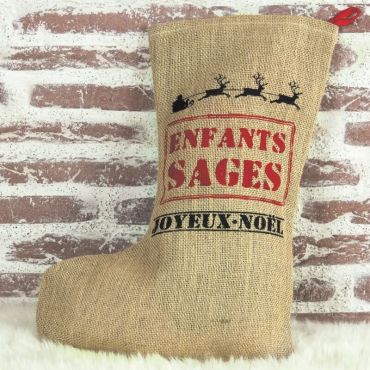 Chaussette de Noël à Suspendre en Toile de Jute Chaussette de Noël à Suspendre en Toile de Jute