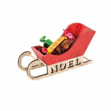 Décoration Traineau en Bois Rouge Décoration Traineau en Bois Rouge