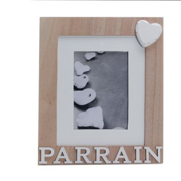 Cadre photo "Parrain" Blanc et beige