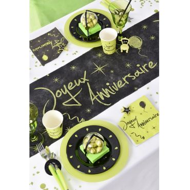 Chemin de Table "Joyeux Anniversaire" - Vert