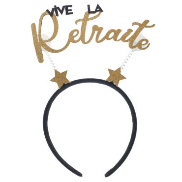 Serre-tête Vive la Retraite à ressorts pailletés | jourdefete.com Serre-tête Vive la Retraite à ressorts pailletés | jourdefete.com