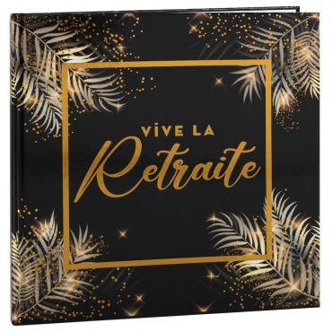 Livre d’or Vive la Retraite noir et or décoration fête retraite | jourdefete.com