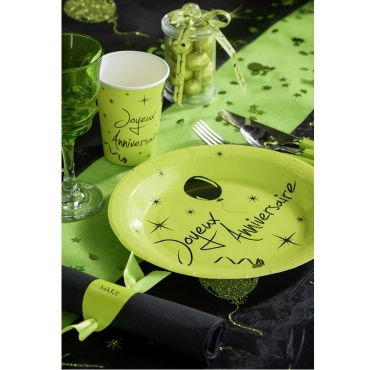 10 Assiettes "Joyeux Anniversaire" - Vert 10 Assiettes "Joyeux Anniversaire" - Vert