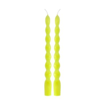 Bougies flambeau torsadées fluo couleur au choix pour décoration de fête | jourdefete.com