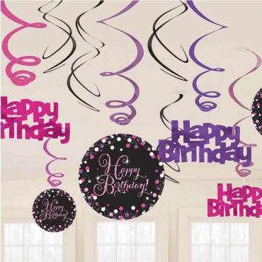 Suspension spirale "Happy Birthday" - Rose