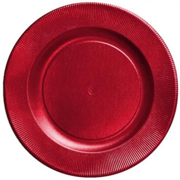 4 Sous-Assiettes en Carton - Rouge Satiné | jourdefete.com