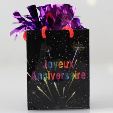 Poids à Ballon "Joyeux Anniversaire" Noir - Violet