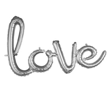 ballon en aluminium mot love 78 cm couleur argent | jourdefete.com