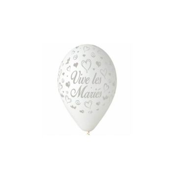 10 Ballons vive les mariés blancs | jourdefete.com