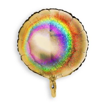 ballon aluminium rond or holographique de 45 cm | jourdefete.com