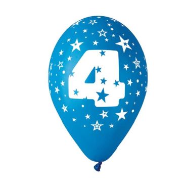 10 ballons multicolores avec étoiles chiffre 4 | jourdefete.com