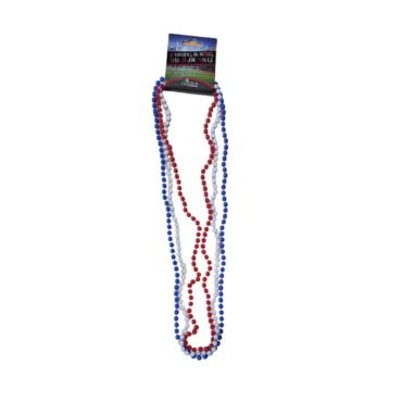 3 colliers de perles plastique bleu blanc rouge france | jourdefete.com