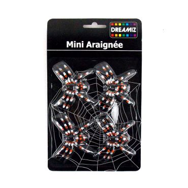 Lot de 4 décorations araignée orange et blanc Lot de 4 décorations araignée orange et blanc