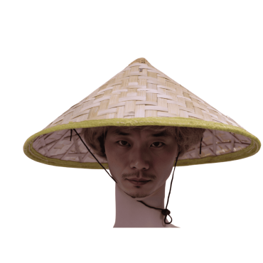 Chapeau chinois en bambou tressé avec bord large | jourdefete.com