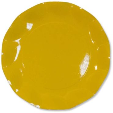 Grandes Assiettes Vagues Rondes en Carton Jaune