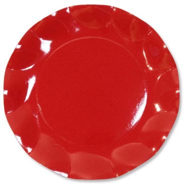 Petites Assiettes Vagues Rondes en Carton Rouge