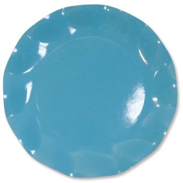 Grandes Assiettes Vagues Rondes en Carton Turquoise