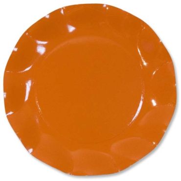 Grandes Assiettes Vagues Rondes en Carton Orange