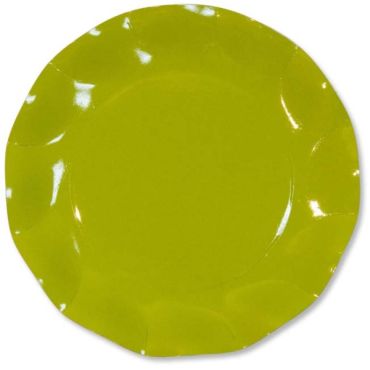 Petites Assiettes Vagues Rondes en Carton Vert Anis