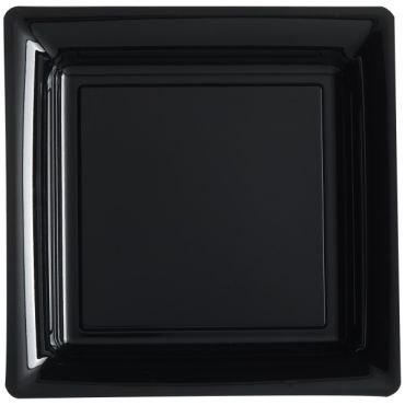 12 Assiettes Cocktail Carrée en Plastique - Noir