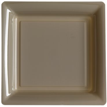 12 Assiettes Carrées en Plastique - Taupe