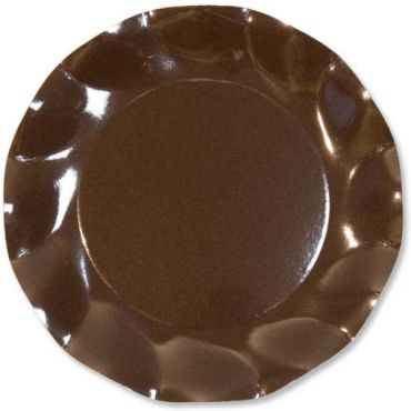 Petites Assiettes Vagues Rondes en Carton Chocolat