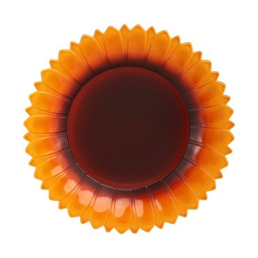 Assiette de présentation forme tournesol doré décoration table automne diamètre 33 cm | jourdefete.com