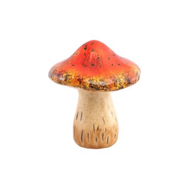Champignon décoratif rouge en terre cuite pour l'automne | jourdefete.com
