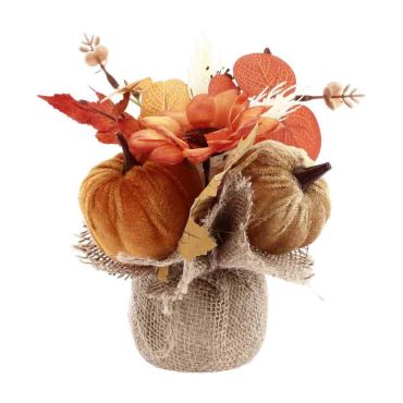 Composition d'automne cottage avec citrouilles en velours dégradé orange 6.5 x 17cm | jourdefete.com Composition d'automne cottage avec citrouilles en velours dégradé orange 6.5 x 17cm | jourdefete.com