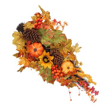 Suspension ou centre de table automnal avec citrouilles tournesols et pommes de pin 70 cm | jourdefete.com Suspension ou centre de table automnal avec citrouilles tournesols et pommes de pin 70 cm | jourdefete.com