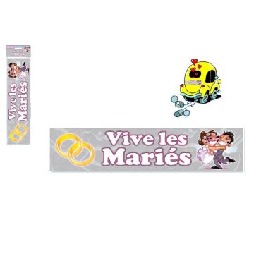 Plaque Voiture Aimantée Vive les Mariés