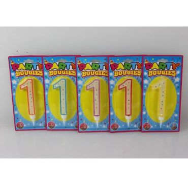 Bougie d'Anniversaire Géante Chiffre 1 - Divers Coloris