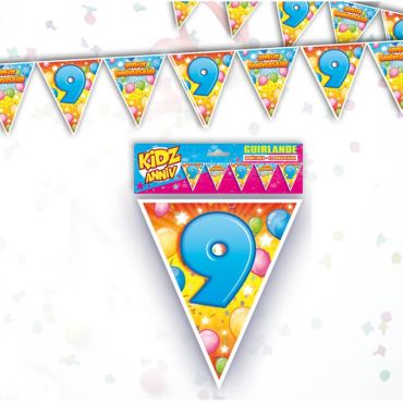 Guirlande de Fanions "Joyeux Anniversaire" - 9 ans