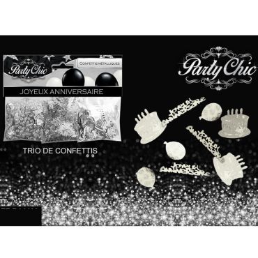 Confettis métalliques d'anniversaire - Argenté