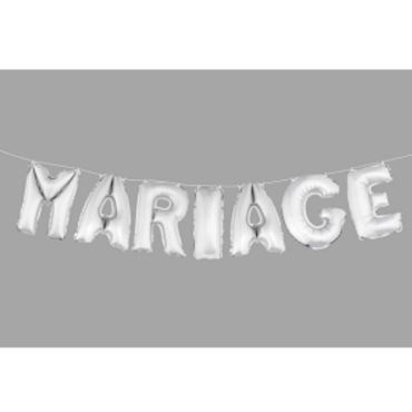 7 Ballons métallisés "Mariage" - Argent