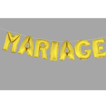 7 Ballons métallisés "Mariage" - Or