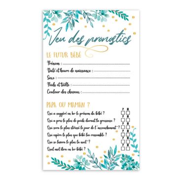 6 feuilles jeu des pronostics baby shower | jourdefete.com