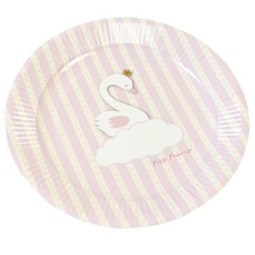 6 Assiettes à Dessert en Carton - Baby Shower - Cygne Rose | jourdefete.com