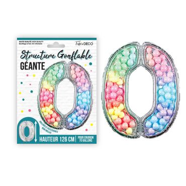 Structure gonflable géante transparente chiffre 0 à remplir de ballons colorés pour anniversaire | jourdefete.com Structure gonflable géante transparente chiffre 0 à remplir de ballons colorés pour anniversaire | jourdefete.com