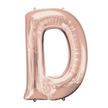 Méga Ballon Hélium - Lettre D - Rose Gold