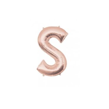 Méga Ballon Hélium - Lettre S - Rose Gold